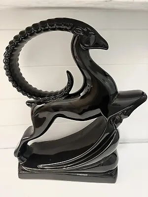 Royal Haeger Gazelle Ibex Antelope Vtg MCM Modern Ceramic Black Gloss 19  • $150