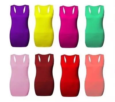 Womens Girls RACER BACK VEST Body Con Muscle Gym Summer Top Lot UK Sizes 8-26  • £6.25