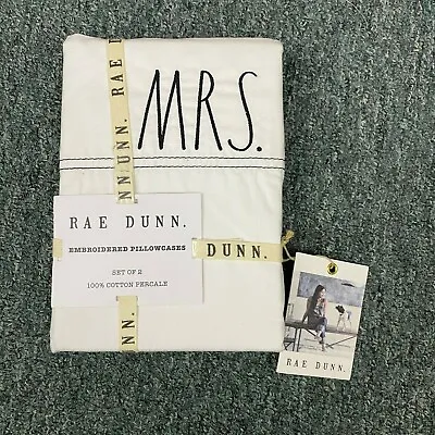 Rae Dunn   MR And MRS  Standard Size Embroidered Pillowcase Set Of 2  • £28.90