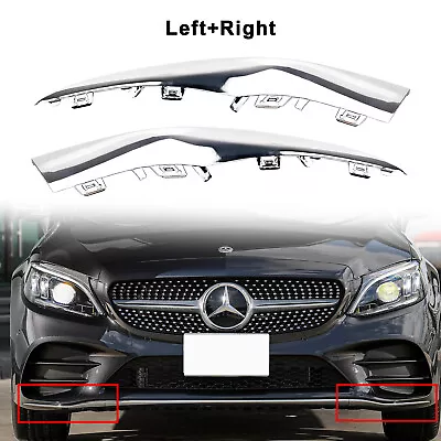 Pair Fit Mercedes W205 C-Class 2019-2020 Chrome LH&RH Front Bumper Moulding Trim • $18.99