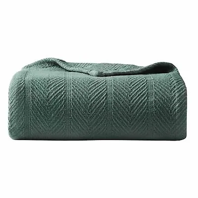 Eddie Bauer Cotton Blanket (Herringbone-Evergreen) • $39.99