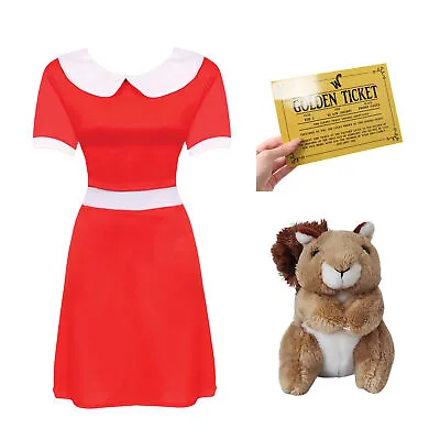 Ladies Spoilt Golden Ticket Winner Fancy Dress Costume Chocolate Factory Girl • £19.99