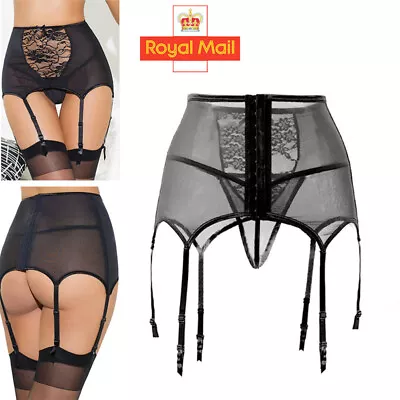 Women Sexy Lingerie High Waist Lace Suspender Belt Garter Stocking Set F • £6.48