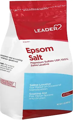 Leader Epsom Salt Saline Laxative 100% Magnesium Sulfate 16 Oz 096295137804VL • $14.99