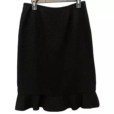 Jones Polka Dot Peplum Skirt Black Gold Size 10 • $12