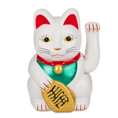 Winkcat Lucky Cat 20 Cm White Maneki Neko Waving Cat Lucky Charm Japan • £15.51