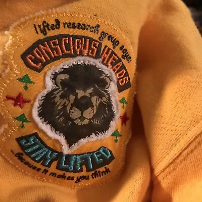 LRG Lifted Research Group Sweatshirt Hoodie Conscious Heads Lion Gold/Teal XL • £28.90