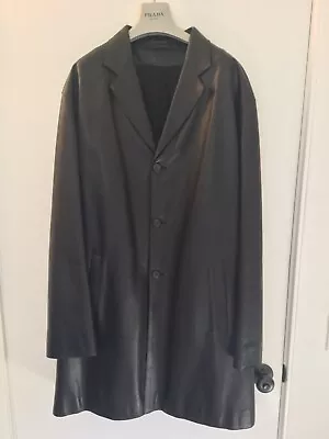 Prada 100% Leather Single-Breasted Long-Sleeved Men's Coat 52 • $1250