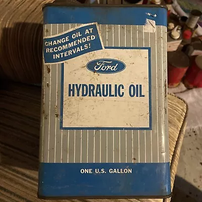 VTG Ford Hydraulic Oil 1 Gallon Metal Can Empty Gas Oil Tractor Auto Mancave • $59.95