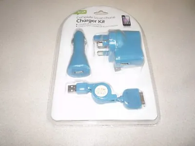 £8.99 • Buy Complete Smart 3 In 1 Charger Kit Iphone 3,4 & 4s  (blue)
