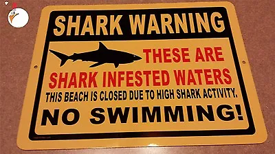 WARNING SHARKS Sign Sharks Boats Fishing No Swimming Warning Pool Signs • $14.99