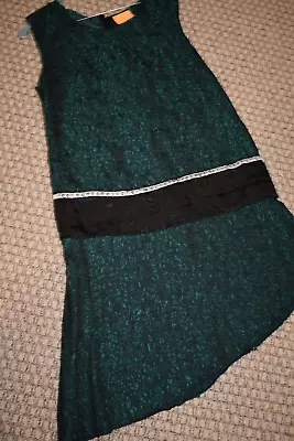 1920s Dark Green & Black Cabaret Flapper Style Dress For Costume • $29