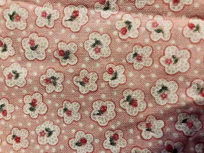 `50s Wallpaper Sweet Baby Rose Bud Pink By Dover Hill For Benartex 22  X 13  • £6.80