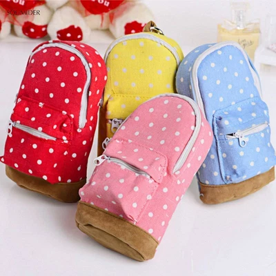 £8.90 • Buy Canvas Backpack Pencil Case - Polka Dot Pencil Bag School Office Supplies 1pc Se