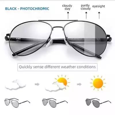 Mens Polarized Photochromic Sunglasses UV400 Pilot Sport Glasses Driving Eyewear • £4.99