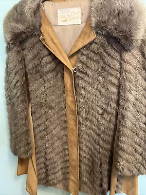 Vtg Mink / Suede Fur Coat Womans Chestnut  Leather Trench Jacket Clyde Burtrum • $19.99