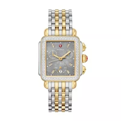 Michele Deco Diamond Gold Two-Tone Slate Gray Diamond Dial Watch MWW06A000785 • $1895