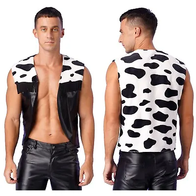 Men Western Cowboy Vest Fancy Cardigan Halloween Cosplay Party Costume Waistcoat • £16.79