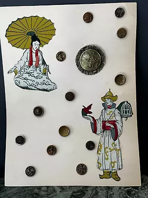 Antique Vintage Chinese Enamel Etc Sewing Button Card Lot #2 • $95