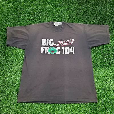 Vintage Big-Frog 104 WFRG-FM Radio Shirt XL-Short 23x27 Single-Stitch Sun-Faded • $41.10