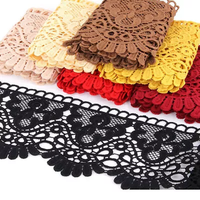 2M Flower Embroidered Hollow Lace Ribbon Trim Fabric DIY Craft Garment Sewing • £7.50