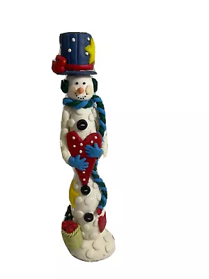 Patriotic Skinny Pencil Snowman 9”Candle Holder With Tree Star And Heart • $10.45