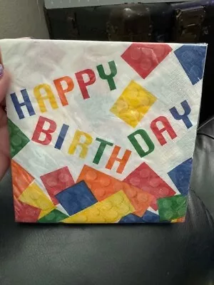 Happy Birthday Block Party 16ct. Lunch Napkins Party Supply Tableware New!!! • $8