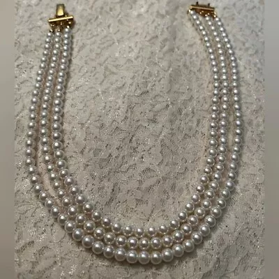 Napier/vintage 3 Strand Faux Pearl Necklace 14  • $30