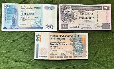 3 X 20 Hong Kong Dollars Vintage Notes • £1.47