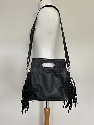 £40 • Buy Black Soft Leather Crossbody Fringe Bag
