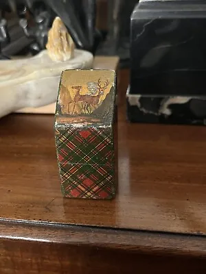 Antique Victorian 19thC Tartan Ware Needle Case Box Mauchline Deer Stag Painting • £80