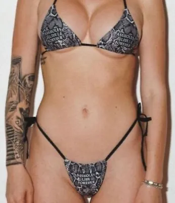 NIP Sexy Skimpy A$$holes Live Forever ALF Snakeskin Animal Print Tri Top Bikini • $49.95