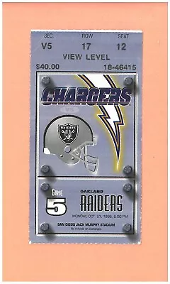 Oakland Raiders At San Diego Chargers 10-21-1996 Ticket Stub Topps Junior Seau • $31