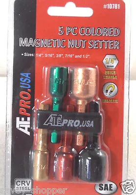 Magnetic Nut Driver Setter 5 Pc Colored 1/4  Shank 1/4  5/16  3/8  7/16  1/2  • $8.50