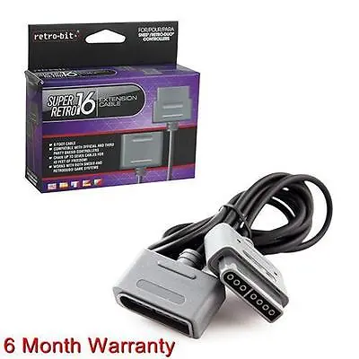 Retro-Bit Controller Extension Cable For Super Nintendo SNES Retro Duo 6 Ft. • $6.99