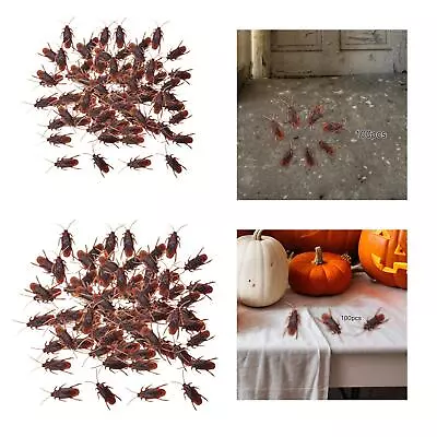 100Pcs Fake Cockroach Toy Mischief Gifts Party Favors Novelty Realistic • £6.88