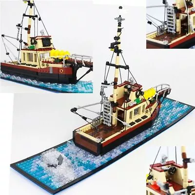 The Orca-Jaws Fishing Boat Ship Building Blocks Set MOC Bricks Educational Toys • $113.99