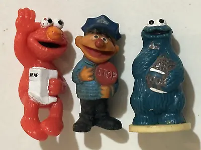 3 Vintage Sesame Street Figures Elmo Cookie Monster Ernie Lot Pvc • $9