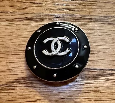 CHANEL 100% Authentic Vintage Black/Silver CC Logo Button/Pendant - NEW/RARE (1) • $58