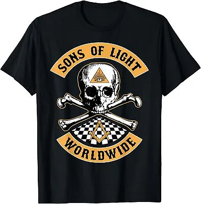 NEW LIMITED Freemasons Sons Of Light Skull & Bones Masonic Widows Sons T-Shirt • $17.99