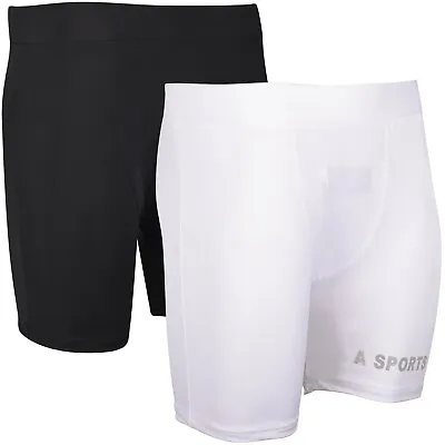 SAWANS® Compression Shorts Cricket Boxer Groin Guard Support MMA Running Fitness • £6.99