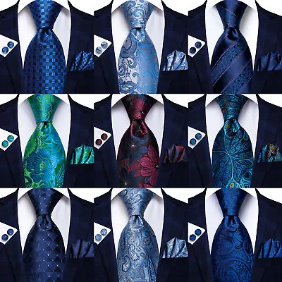 New Classic Solid Plain Of 100 Color Jacquard Woven 100% Silk Men's Tie Necktie • $27.98
