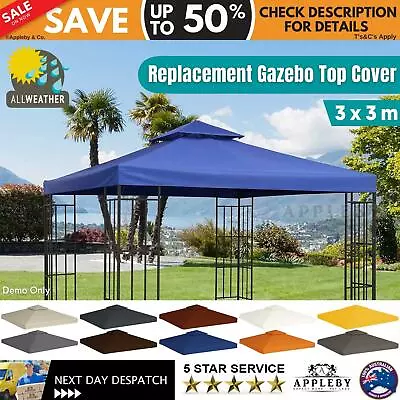$89.43 • Buy 2 Tier Gazebo Top Cover 310g/m² 3x3m Waterproof Canopy Replacement Square Shaped