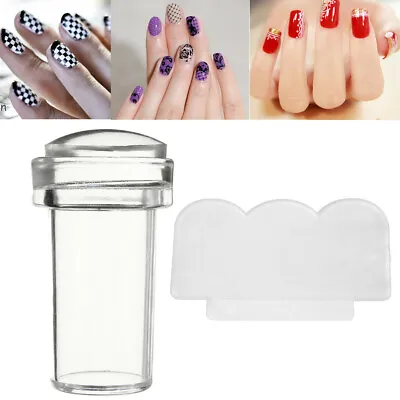 Clear Silicone Gel Nail Art Stamper & Scraper Plate Nail Stamping Nails UK New • £3.45