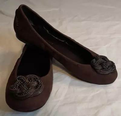B Makowsky Ballet Flats  With Beaded Rosette Suede Women's Size 6M New • $24.95