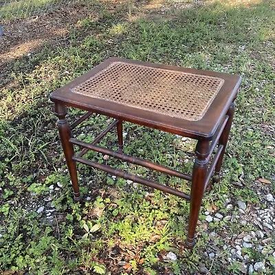  Piano Bench Slide Decor Vintage French Country Oak Cane Vanity • $79