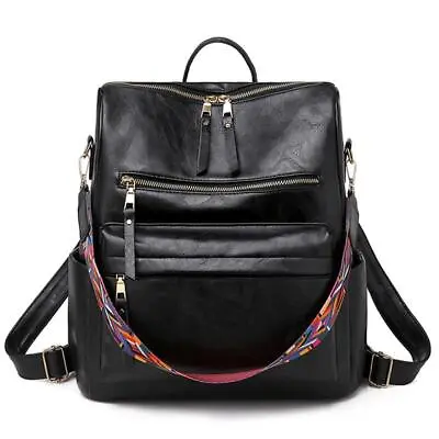 £17.99 • Buy Womens Ladies Backpack Leather Rucksack Travel School Work Shoulder Bag Handbag