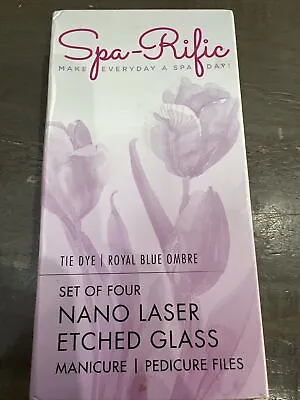 Spa-Rific Laser Etched Hardened Glass 4pc Mani & Pedi File Set Tie Dye/blu Ombre • $34.99