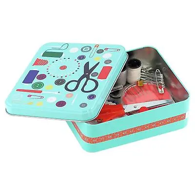 £6.25 • Buy Sewing Set Sewing Metal Box Kit Case Accessories Pins Thimble Needles  Scissors 