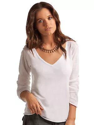 $85 • Buy $165 Island Company Long Sleeve Knit Linen V-Neck